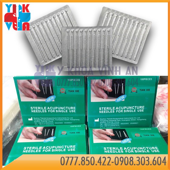 Kim Châm Cứu Tianxie Cán Bạc Loại 1 Acupunture Needle Hộp 100 Kim