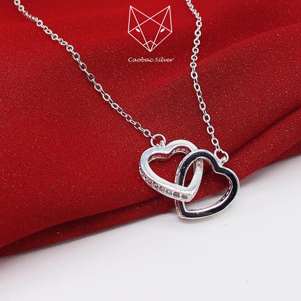 Dây Chuyền Bạc Nữ S925 Caobac Silver Hoạ Tiết Tim Lồng Tim Phong Cách Đơn Giản Tinh Tế