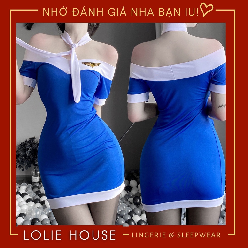 Cosplay tiếp viên hàng không sexy dáng váy đầm ngủ body cosplay cơ trưởng LOLIE HOUSE - CP48 | WebRaoVat - webraovat.net.vn