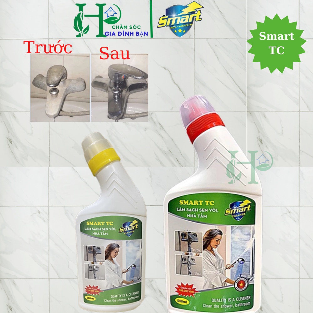 Nước tẩy rửa siêu sạch SMART - tẩy cặn canxi vách kính, dầu mỡ lâu ngày, sen vòi inox, đồ dùng bằng sứ