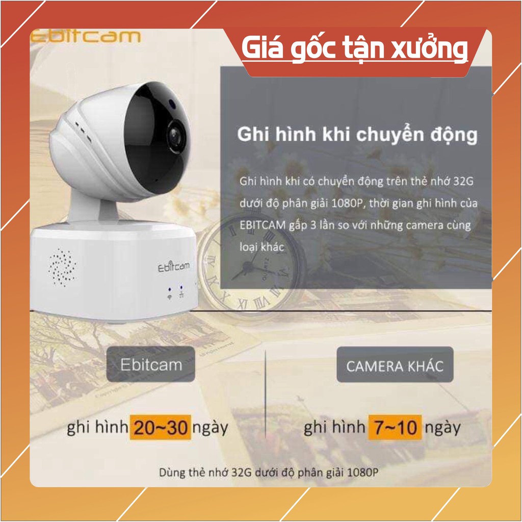 TRỢ GIÁ Camera IP Wifi Ebitcam E2-X quay quét FULL HD 1080P + Độ phân giải 2.0 megapixel Full HD chính hãng bảo hành 2 n