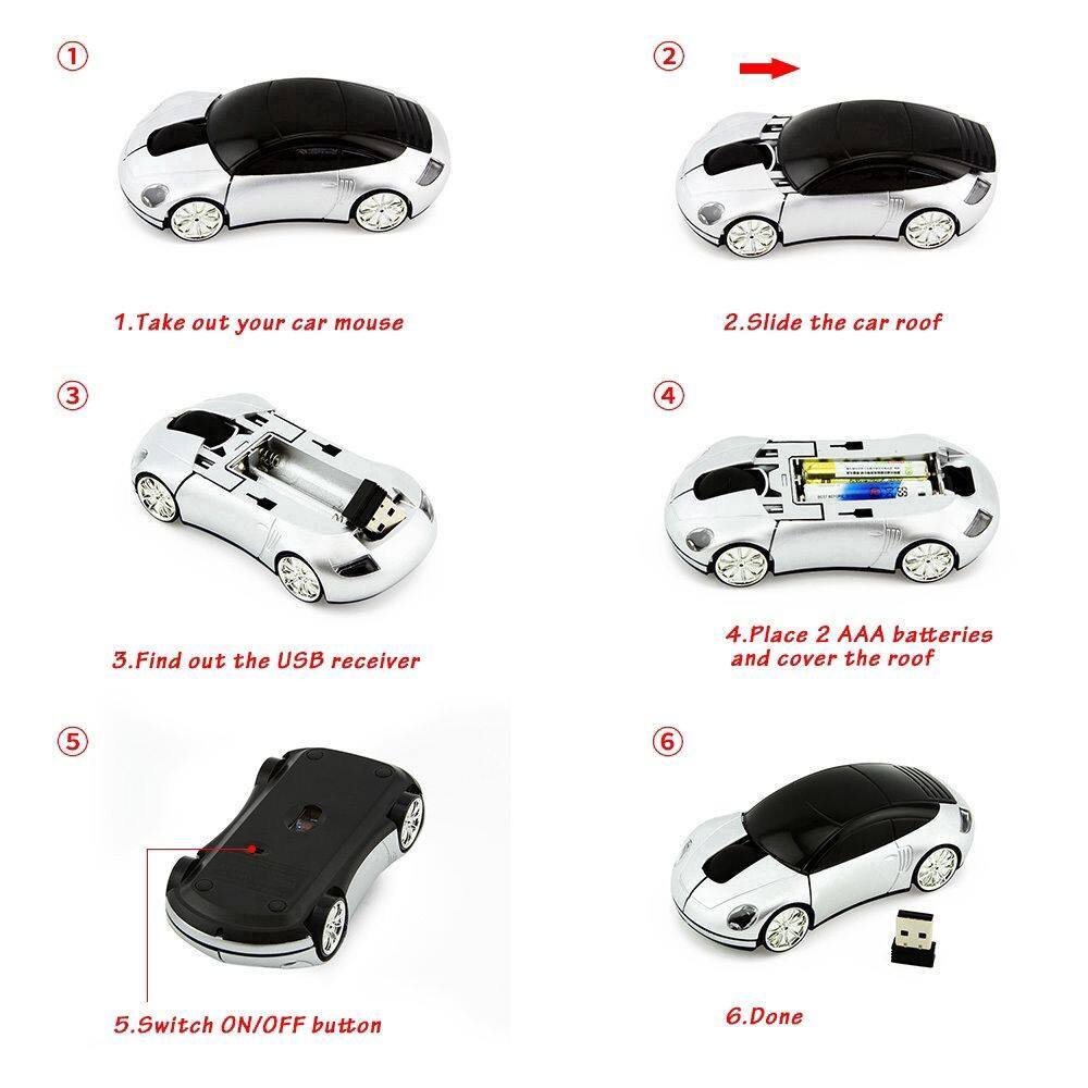 Elec Space Chuột Quang Không Dây 2.4GHz Hình Xe Hơi 3D Có Đầu Nhận USB Cho PC / Laptop