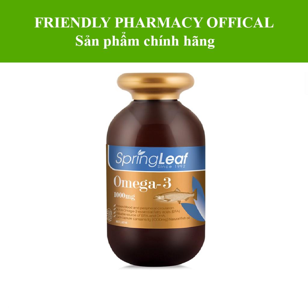 Dầu cá SpringLeaf Omega 3 1000mg – Hỗ trợ bổ não, sáng mắt, giảm cholesterol và bệnh tim mạch (lọ 200 viên)