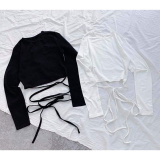 áo croptop tay dài thắt dây eo