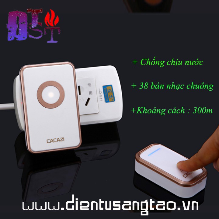 ✅ [RẺ NHẤT VIỆT NAM] ⚡ Chuông cửa không dây 38 bản nhạc chống thấm nước Cacazi V018F