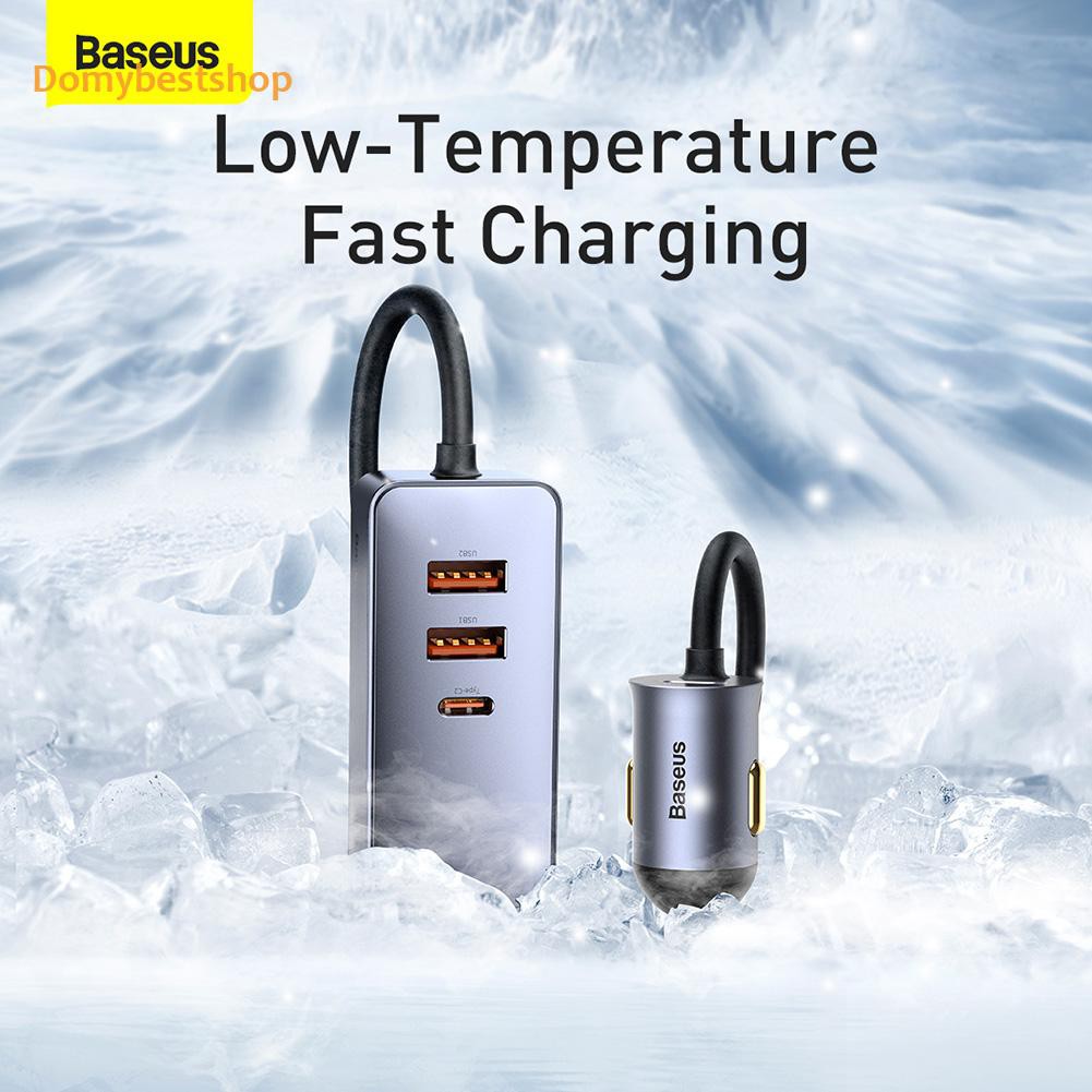 Domybestshop Baseus 120W Car Charger QC PD 3.0 Type-C 4 Port Quick USB Phone Charging