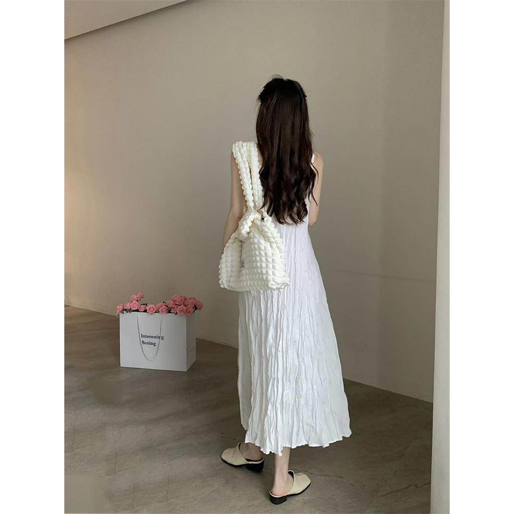 Đầm Dài Trung Bình Hai Dây + Áo Khoác Cardigan Dài Tay Chống Nắng 61518
