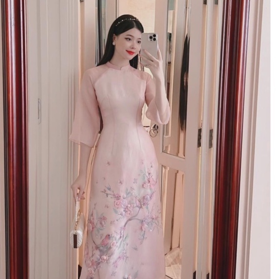 Mita Boutique - Áo Dài Cách Tân Đào Y Mita Hoạ Tiết Thêu Đính Kết - MIAD0019