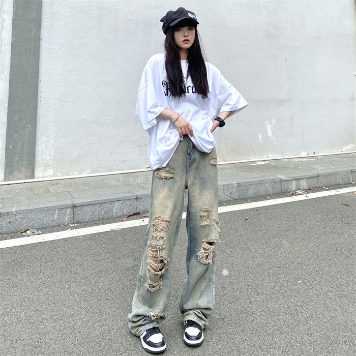 Quần jean rách JSC phong cách hip hop Âu Mỹ thời trang cá tính