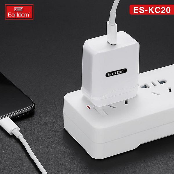 Củ Sạc 3A Earldom ES-KC20 hỗ trợ 1 cổng ra USB TypeC Sạc Nhanh 3A  - Hàng Chính Hãng