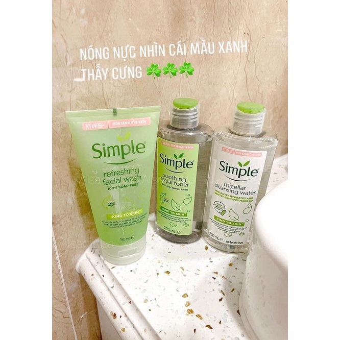 [HÀNG HOT] COMBO SIMPLE SKINCARE TẨY TRANG + SỮA RỬA MẶT + NƯỚC HOA HỒNG | BigBuy360 - bigbuy360.vn