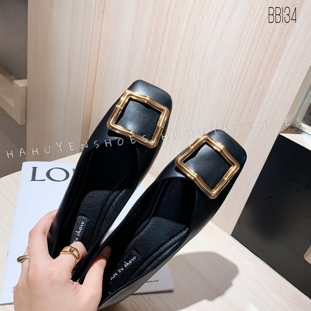 Bệt nữ HHS lì mũi vuông khoá đồng cong Hà Huyền Shoes - BB134