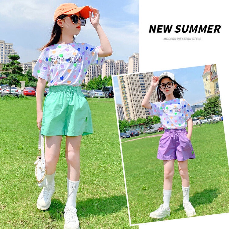 Set Đồ Mùa Hè 2 Món Gồm Áo + Quần Short) 3-4 - 5-6 - 7-8 - 9-10 - 11-12 Tuổi Cho Bé Gái Mới 2022