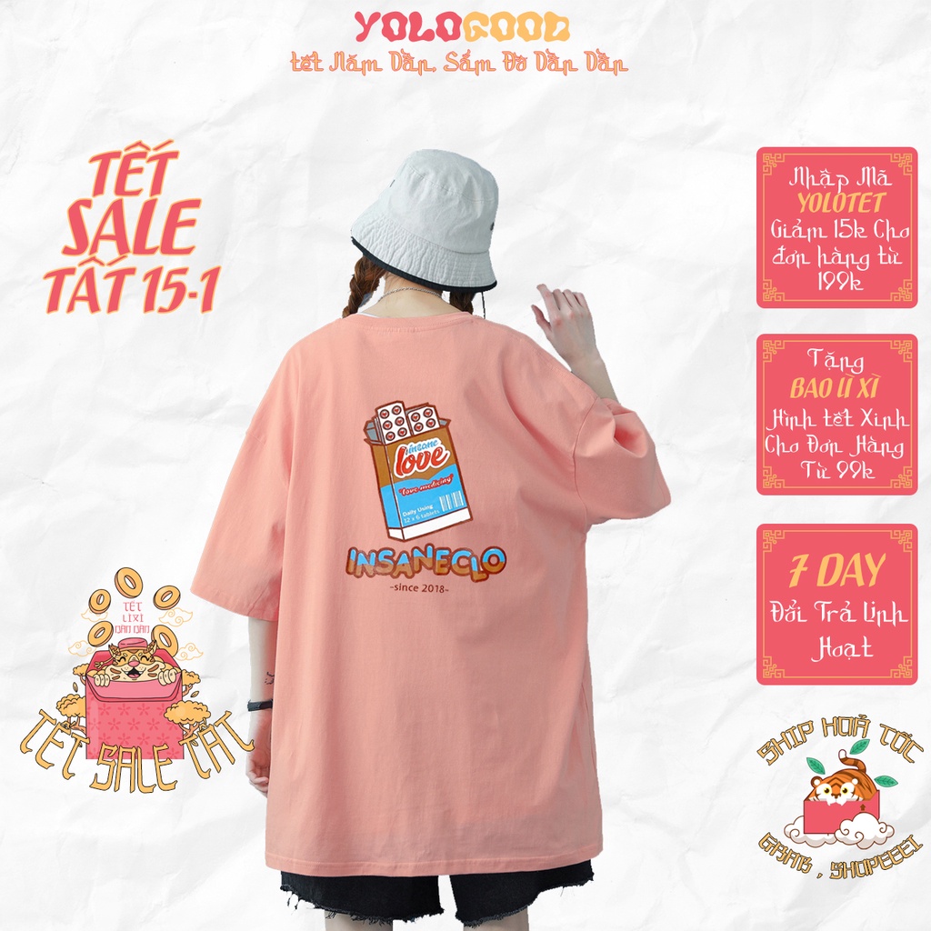 Áo thun tay lỡ ️ INSANE CLO ️ phông Unisex nam nữ tee oversize form rộng pull Ulzzang Streetwear Hàn Quốc vải mềm