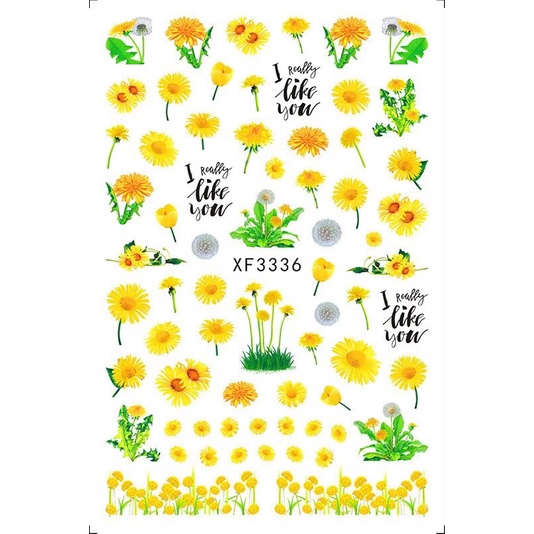 Hình dán móng tay Hoa Hướng Dương XF3336