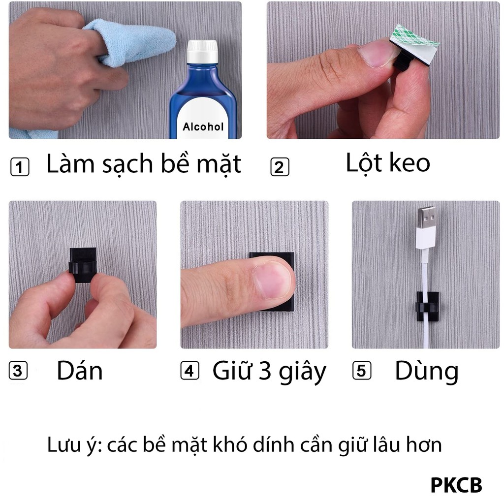 [Siêu hot PKCB][Phụ kiện giữ dây cáp sạc] Combo 10 Giá PVC mini cố định dây cáp sạc cho các thiết bị điện tử trên bàn