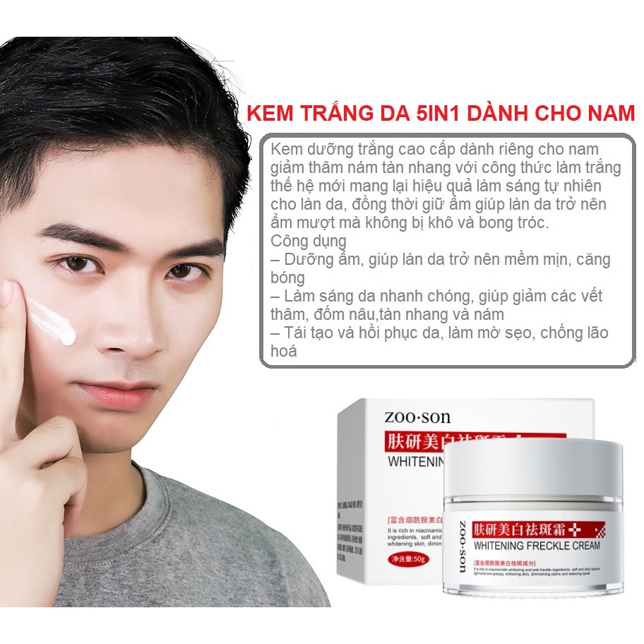 kem dưỡng trắng da xóa thâm nám,tàn nhang ,giảm mụn se khít lỗ chân lông giữ ẩm dành riêng cho NAM GIỚI 5in1