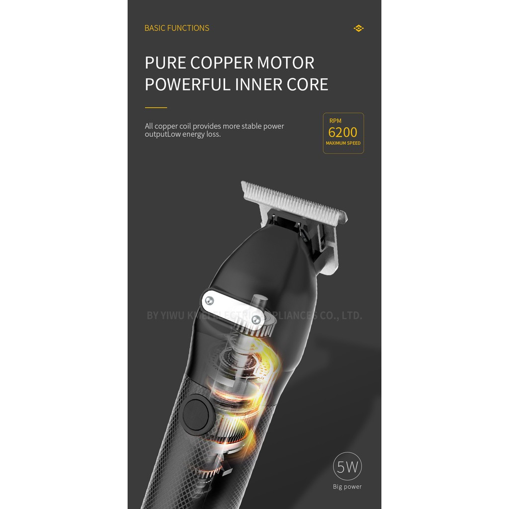 Tông đơ cắt tóc Kemei KM-1753 10W chuyên nghiệp cho phái nam