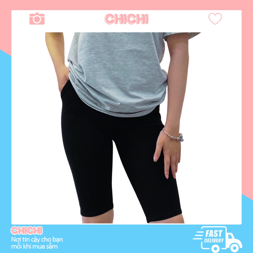 Quần legging lửng ngố nữ hffm có túi cạp cao nâng mông cao cấp cotton dày dặn ChiChi HM04