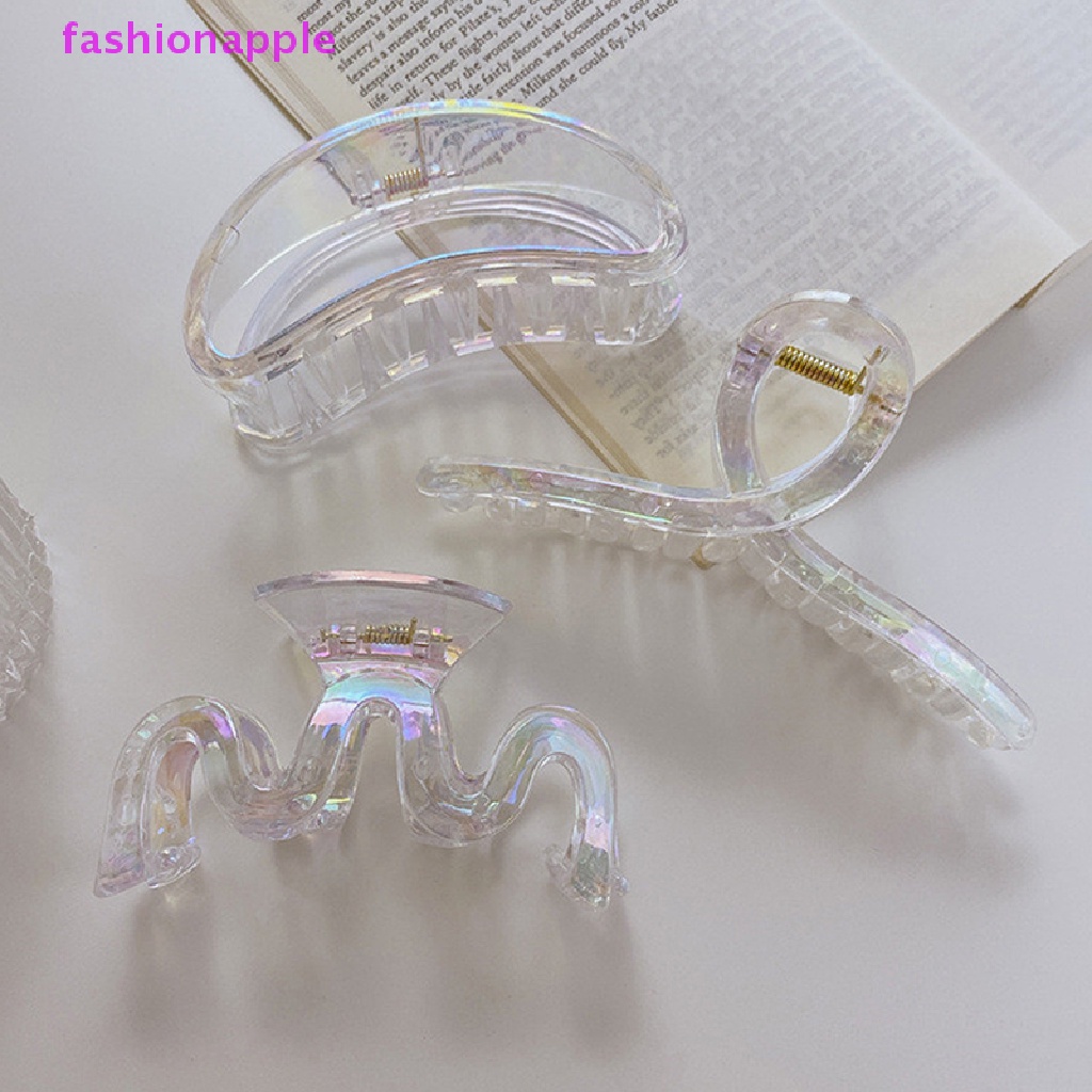 Favn Kẹp Tóc Càng Cua Bằng Acrylic Màu Sắc Retro Kiểu Pháp