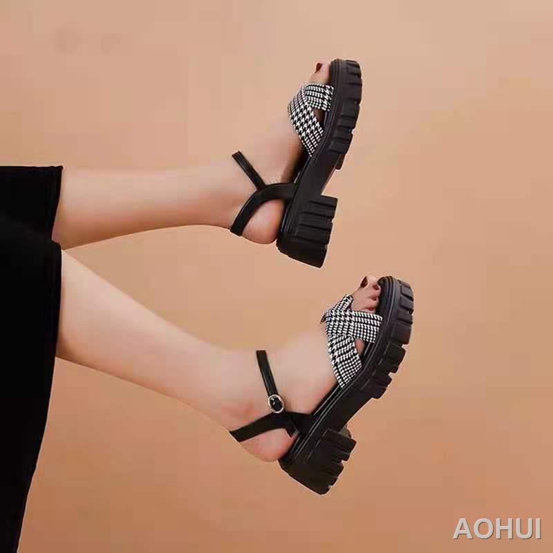 Giày đế bệt Pháp của phụ nữ mùa hè khóa đi biển Giày đế bệt La Mã