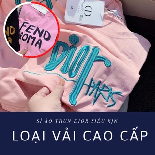 Áo thun nữ - áo phông nam đính đá chất liệu vải cotton co giãn 4 chiều mềm mịn from rộng dior