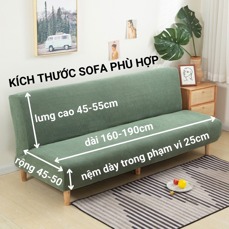 Vỏ bọc sofa bed 160-190cm vải nỉ nhung dày dặn mềm mại