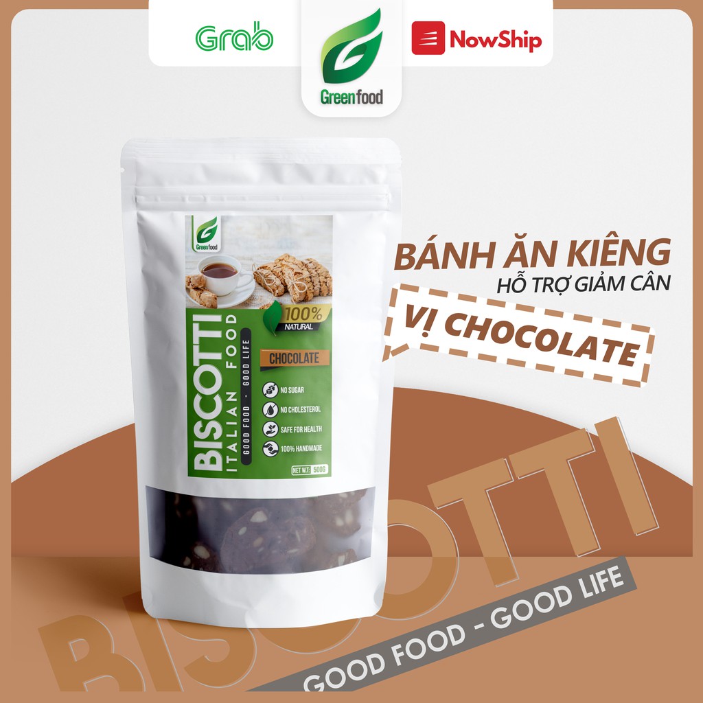 Bánh Biscotti nguyên cám vị Chocolate GreenFood, bánh ăn kiêng giảm cân, eatclean dành cho người béo, tiểu đường | BigBuy360 - bigbuy360.vn