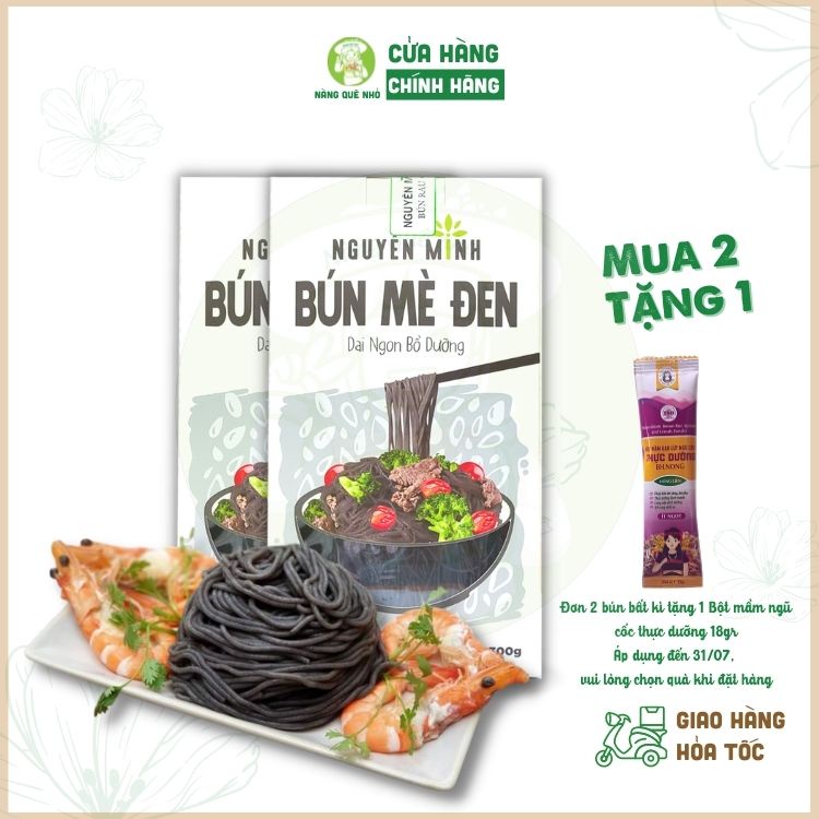 Bún Gạo Lứt Mè Đen Nguyên Minh Ăn Chay Giảm Cân Bún Mè Đen Sấy Lạnh Ăn Kiêng Thực Dưỡng Bí Đỏ Rau Củ 300gr