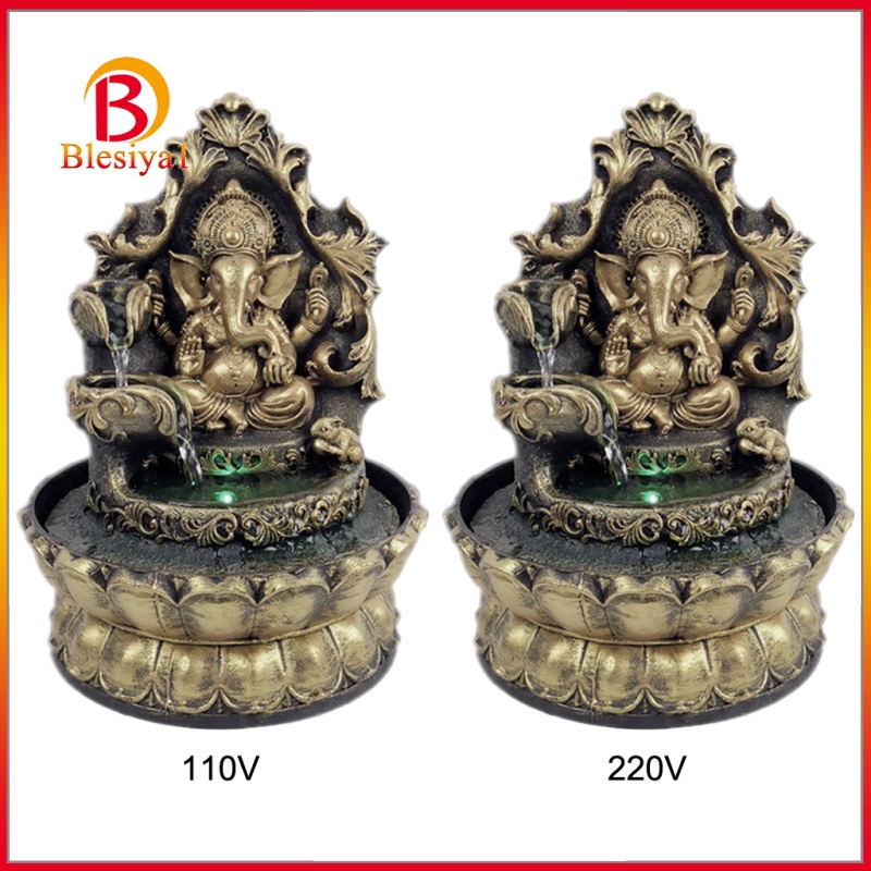 [BLESIYA1] Hindu Ganesha Statue Water Fountain Led Waterscape Living Room Decor Arts