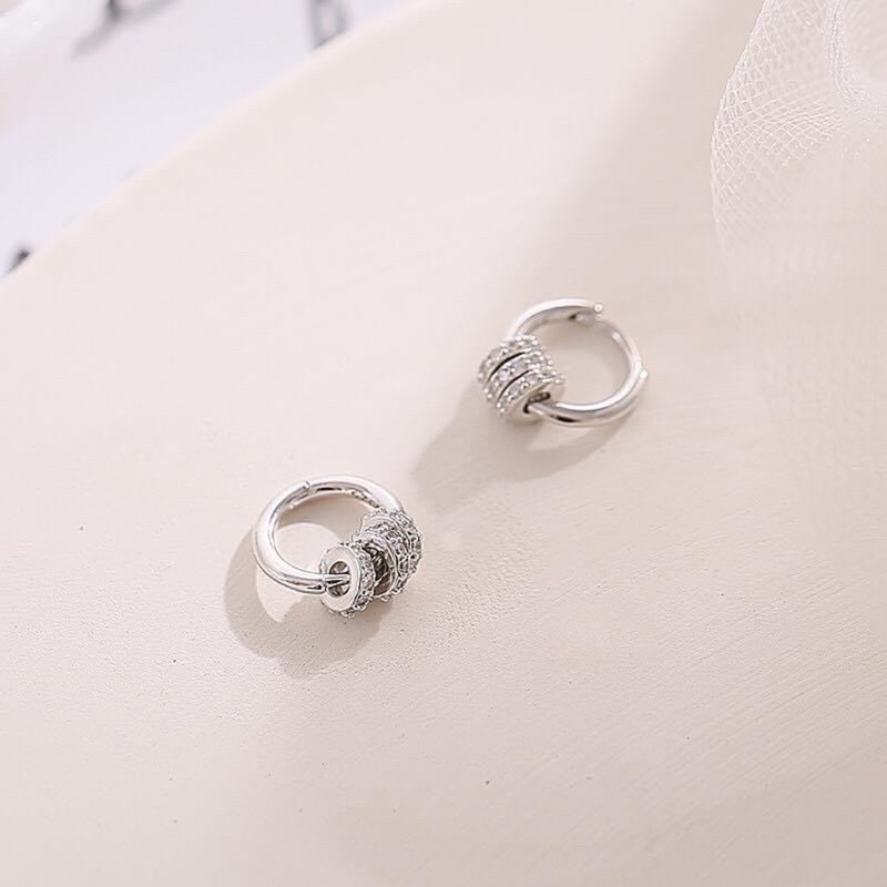 Bông tai mo tròn treo bạc thiết kế nam nữ đều đeo được CÁ Tính ĐỘc ĐÁO, Mainomi Shop Bạc Xinh