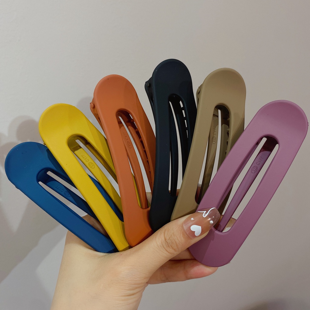 Kẹp tóc bấm chữ nhật tròn nhiều màu đơn giản dài 11cm K139