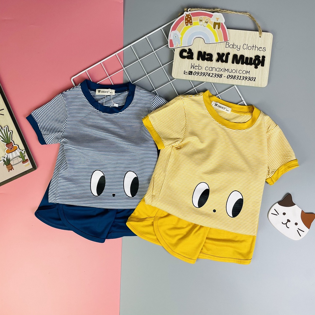 FULLSIZE(9-32kg)FREESHIPBộ Sọc Thun Lạnh Hàng Chuẩn Họa Tiết Dể Thương Cho Bé Gái Bé Trai