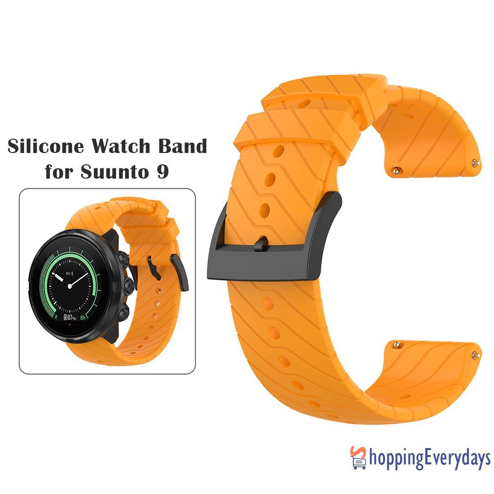 【sv】 Soft Silicone Wristband Bracelet Watch Strap w/Buckle for Suunto 9/9 Baro