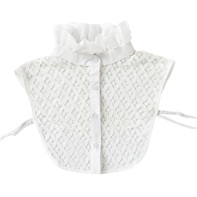 Áo Ren Cổ Cao Phối Bèo Nhún Giả Cổ Đứng Thanh Lịch Có Thể Tháo Rời Cho Nữ