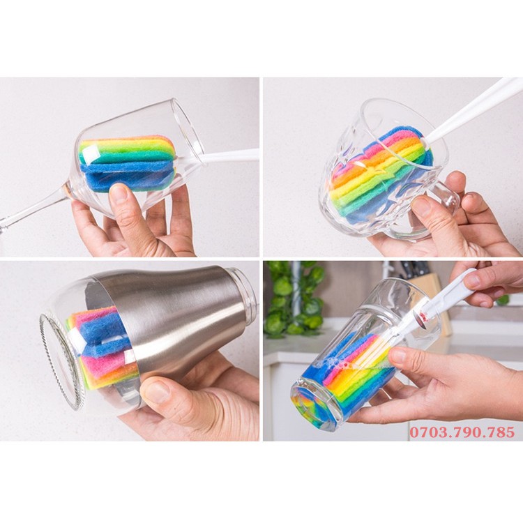 Cây Rửa Ly Bình Nước Đầu 7 Màu