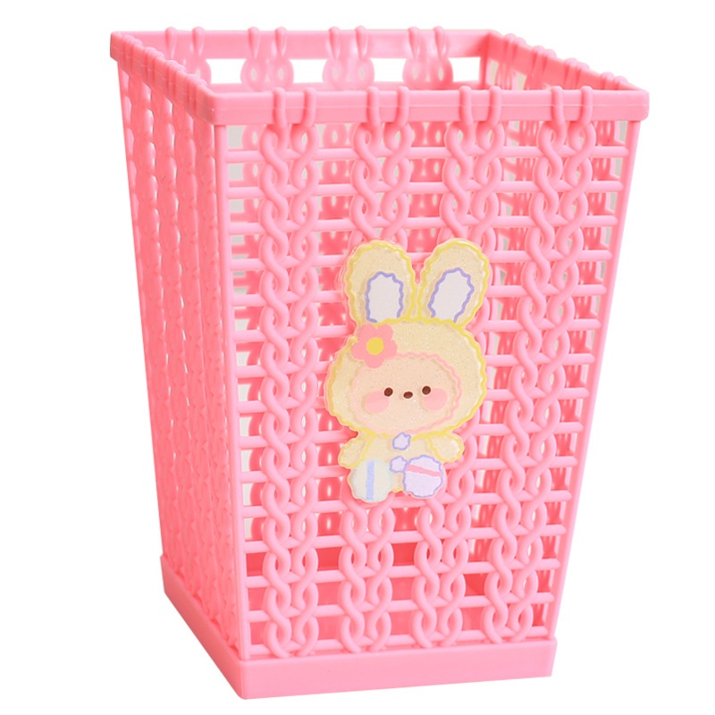Ống cắm bút giỏ đan hình vuôngGIADUNGTONGKHO1cốc bút decor bàn học kèm sticker siêu dễ thương, ống đựng bút để bàn