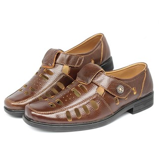 Giày rọ nam đục lỗ da bò quai dán cao cấp - Bảo hành 12 tháng