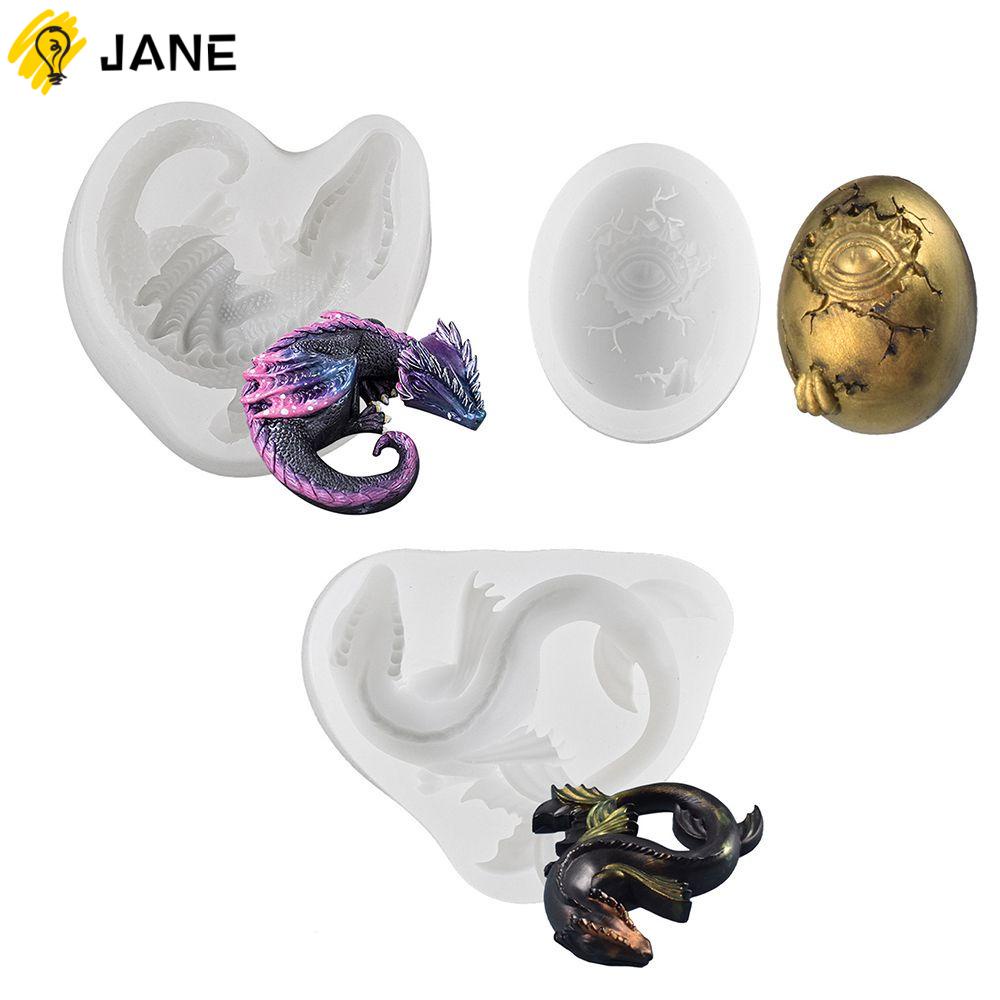 JANE Handmade 3D Dragon Mold Pottery Clay Resin Mold Dragon Egg Modeling DIY Epoxy Casting Desktop Decoration Silicone Mold Cake Fondant Mold