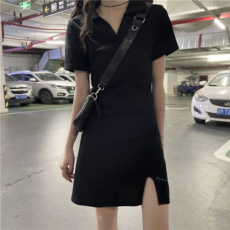 Đầm Đen Tay Ngắn Cổ Chữ V Thời Trang Cho Nữ đầm NZ-LYQ-21