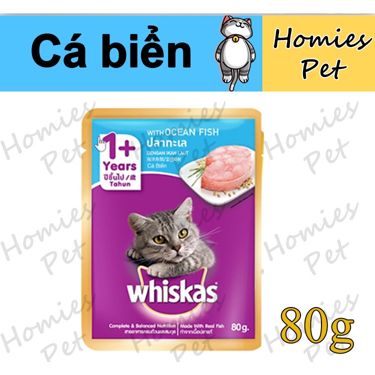 Pate whiskas gói 80g, thức ăn cho mèo - Homies Pet