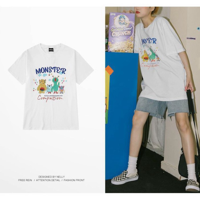 ÁO THUN, ÁO PHÔNG TAY LỠ UNISEX FORM RỘNG OVERSIZE ANIME MONSTER M660 KL SHOP UNSHOP