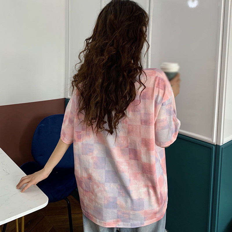 Áo Thun Nữ Dáng Dài Form Rộng Họa Tiết Caro Cá Tính