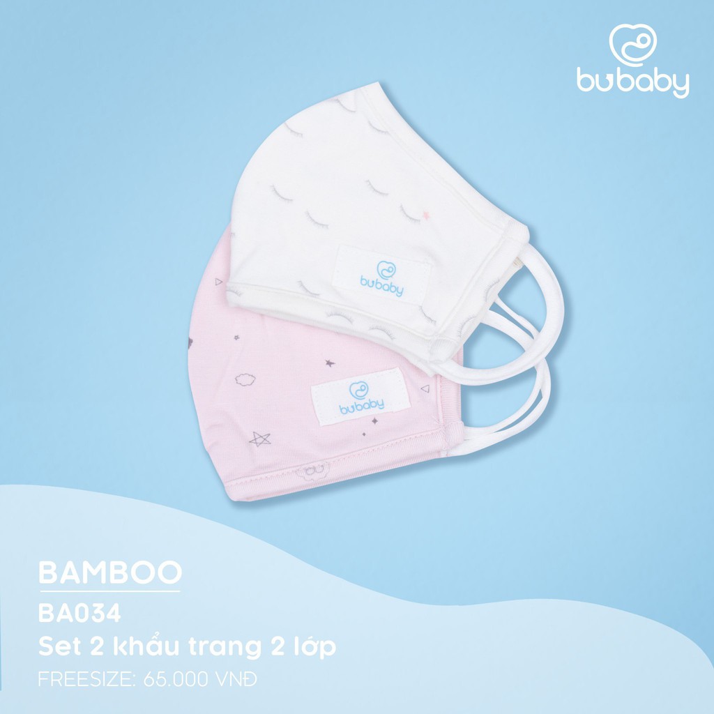 Set 2 khẩu trang sợi tre/vải sồi cao cấp kháng khuẩn trẻ em Bu