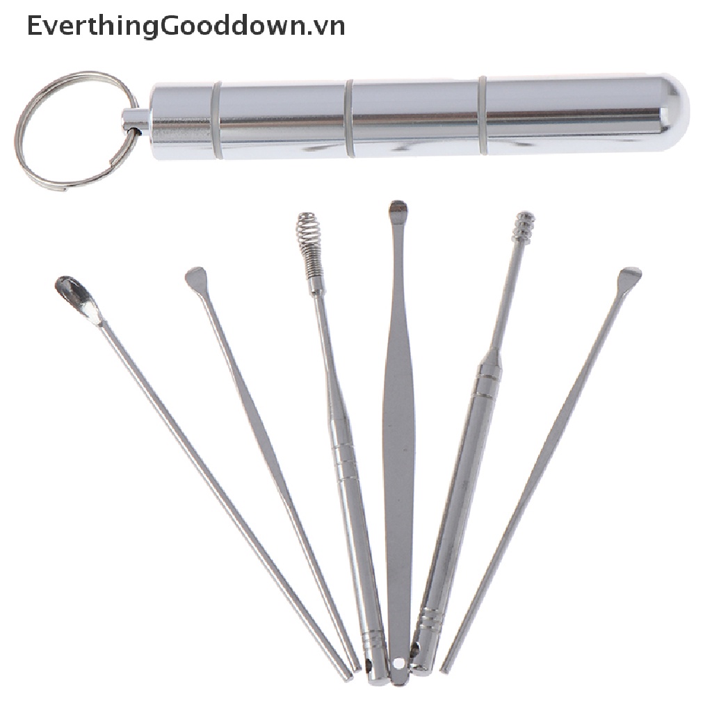 Everthingood Bộ 6 Dụng Cụ Lấy Ráy Tai Bằng Thép Không Gỉ Hình Muỗng / Lấy Ráy Tai