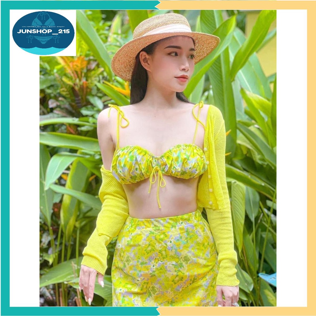 SET 3 MÓN Bikini bèo màu xanh cốm siêu xinh và lạ dành cho các nàng đây ạ, ẢNH THẬT