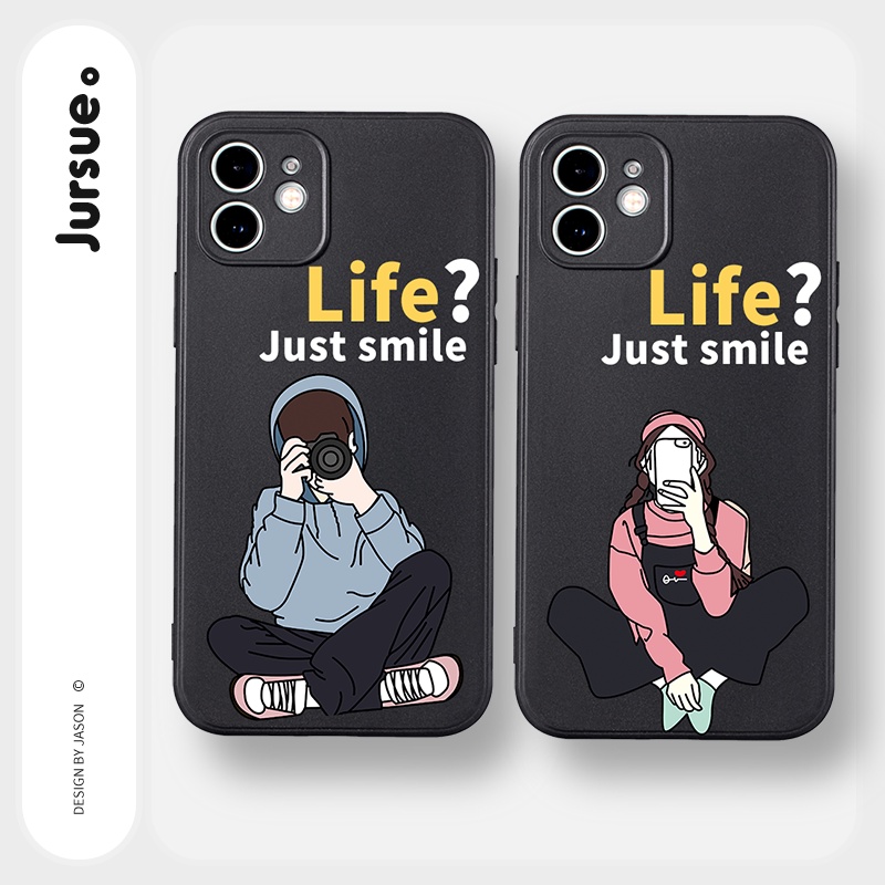 Ốp lưng JURSUE hoạt hình cặp đôi dễ thương đẹp cho iPhone 13 12 11 Pro Max SE 2020 X XR XS ip 8 7 6 6S Plus kute Y365