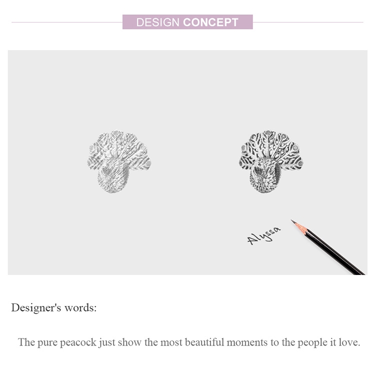 Hạt Trang Sức Bamoer bạc Hình Chim Công 3d Sang Trọng Cỡ 3mm