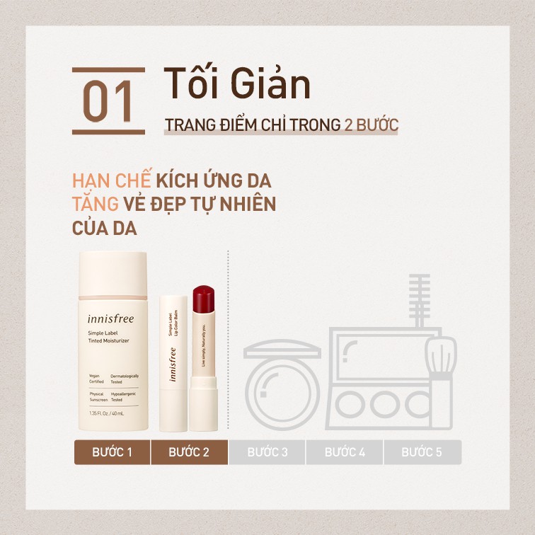 Kem lót dưỡng ẩm có màu innisfree Simple label Tinted Moisturizer 40ml