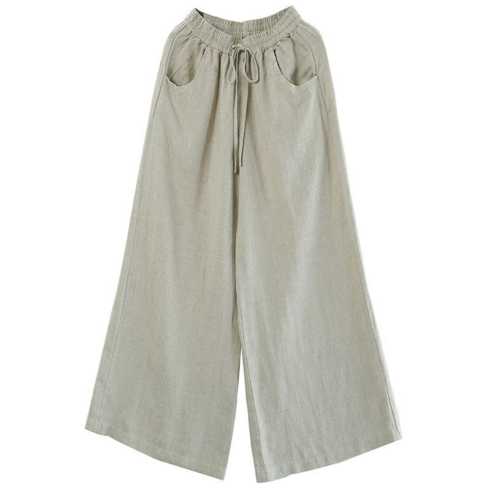 Quần Dài Lưng Cao Dáng Rộng Chất Liệu Cotton Phong Cách Retro Thời Trang Xuân Hè